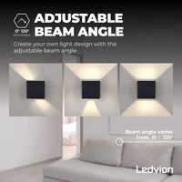 Ledvion Applique murale extérieure LED - Noir – Dimmable – Deux faces – 2700K – 3,5W - G9 Culot