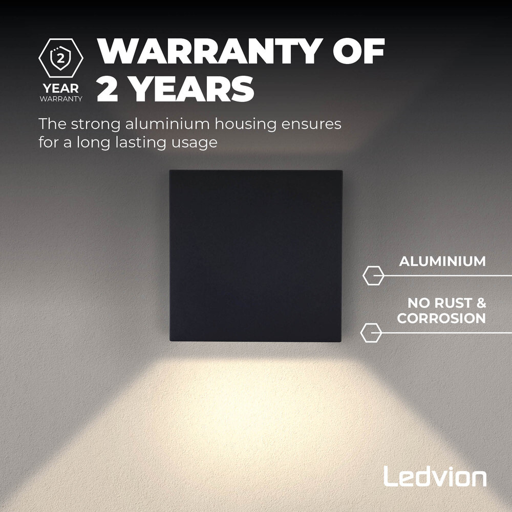 Ledvion Applique murale extérieure LED - Noir – Dimmable – Deux faces – 2700K – 3,5W - G9 Culot