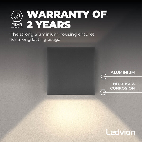 Ledvion Applique murale LED d'extérieur – Gris – 2 Faces – Raccord G9 - 2700K - 4,2W - IP54