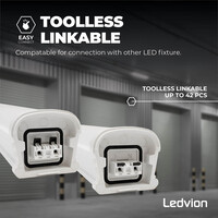 Ledvion 6x Réglette LED 60 cm - Samsung LED - IP65 - 20W - 140 lm/W - 4000K - Raccordable - 5 ans de garantie