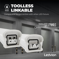 Ledvion Réglette LED 150 cm - Samsung LED - IP65 - 48W - 140 lm/W - 6500K - Raccordable - 5 ans de garantie