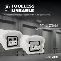 Ledvion Réglette LED 150 cm - Samsung LED - IP65 - 48W - 140 lm/W - 4000K - Raccordable - 5 ans de garantie