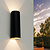 Applique Murale LED Noir - 3000K - 2x4.5W - IP54 - Deux Faces