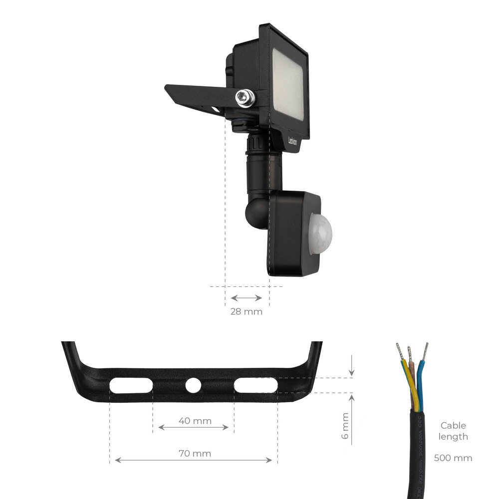 Ledvion Osram Projecteur LED avec Détecteur de Mouvement 10W - 1100 Lumen - 4000K