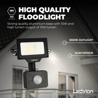 Ledvion Osram Projecteur LED avec Détecteur de Mouvement 10W - 1100 Lumen - 6500K