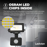 Ledvion Osram Projecteur LED avec Détecteur de Mouvement 10W - 1100 Lumen - 6500K