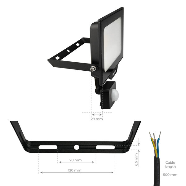 Ledvion Osram Projecteur LED avec Détecteur de Mouvement 50W – 6000 Lumen – 6500K