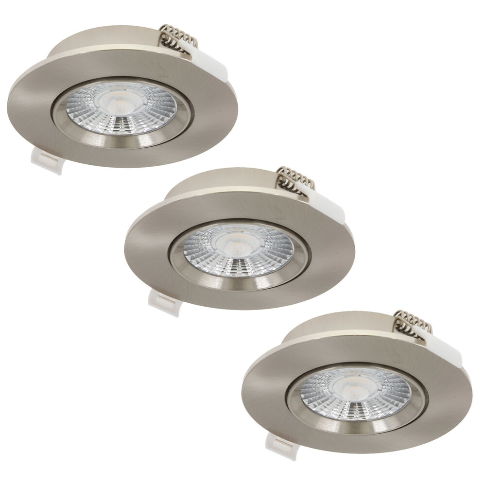 Lampesonline Spots Encastrables LED Argent - 6W - IP44 - 3000K - Dimmable - 3 Pack