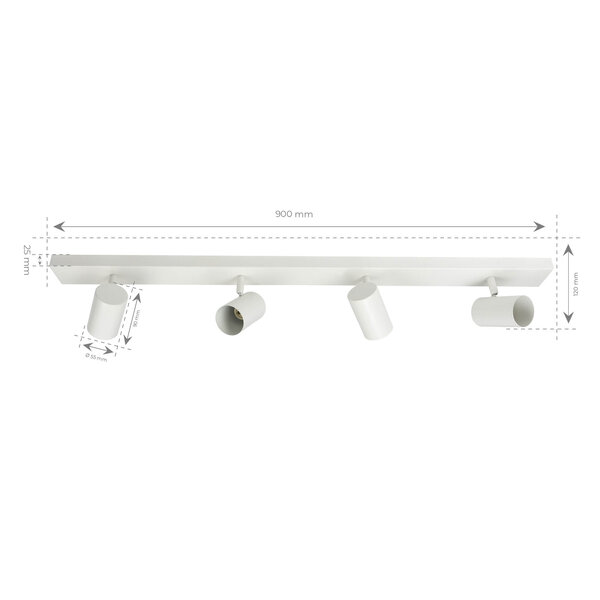 Ledvion Spot Plafonnier LED Blanc à 4 lumières - Inclinable - GU10
