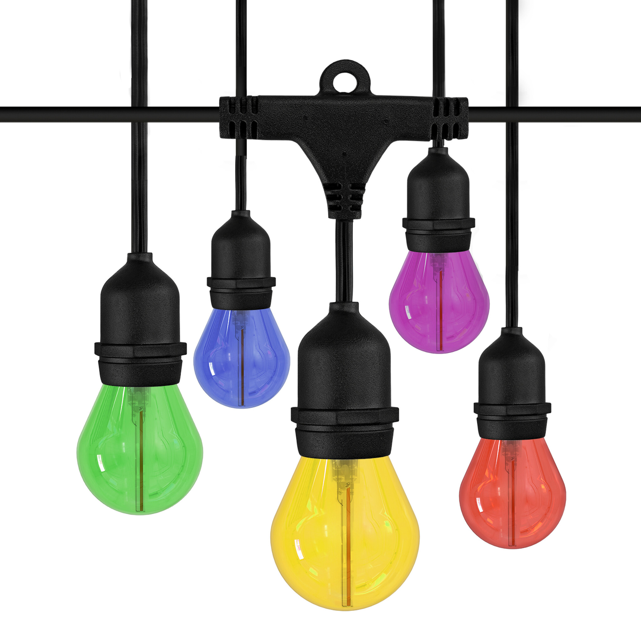 25m guirlande guinguette avec 50 ampoules colorées