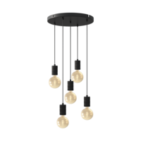 Calex Calex Multi Lampe à suspension - 5x E27 - Noir