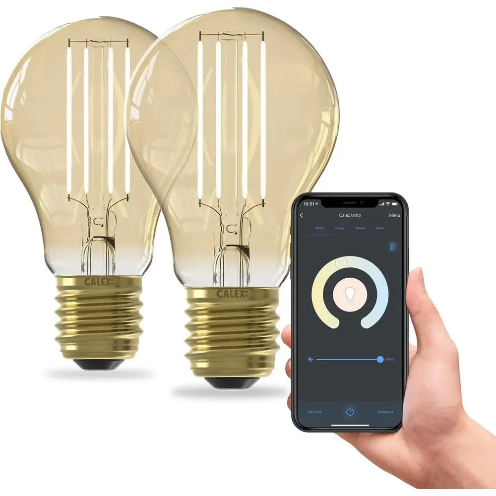 Calex 2x Calex Smart Ampoule Filament LED - Dimmable - E27 - 7W - 1800K-3000K