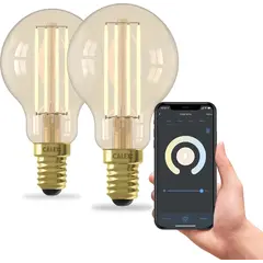 2x Calex Smart Ampoule Filament LED - Dimmable - E14 - 7W - 1800K-3000K