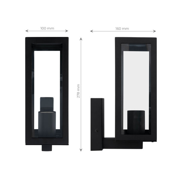 Ledvion Applique Murale Moderne d'Extérieur - Noir - IP44 - Raccord E27