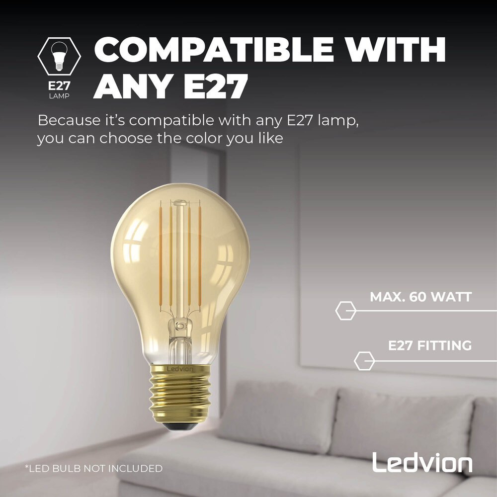 Ledvion Applique Murale LED d'extérieur - Noir - Industriel - IP44 - Raccord E27