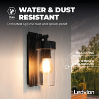 Ledvion Applique Murale Moderne d'Extérieur - Noir - IP44 - Raccord E27