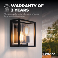 Ledvion Applique Murale LED d'extérieur - Noir - Industriel - IP44 - Raccord E27 - IP44