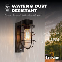 Ledvion Applique Murale LED avec Capteur - Noir -Industriel - IP44 - Raccord E27