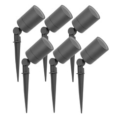 6x Spot à piquer LED – Aluminium – IP65 - Raccord GU10 - Câble 1M - Anthracite