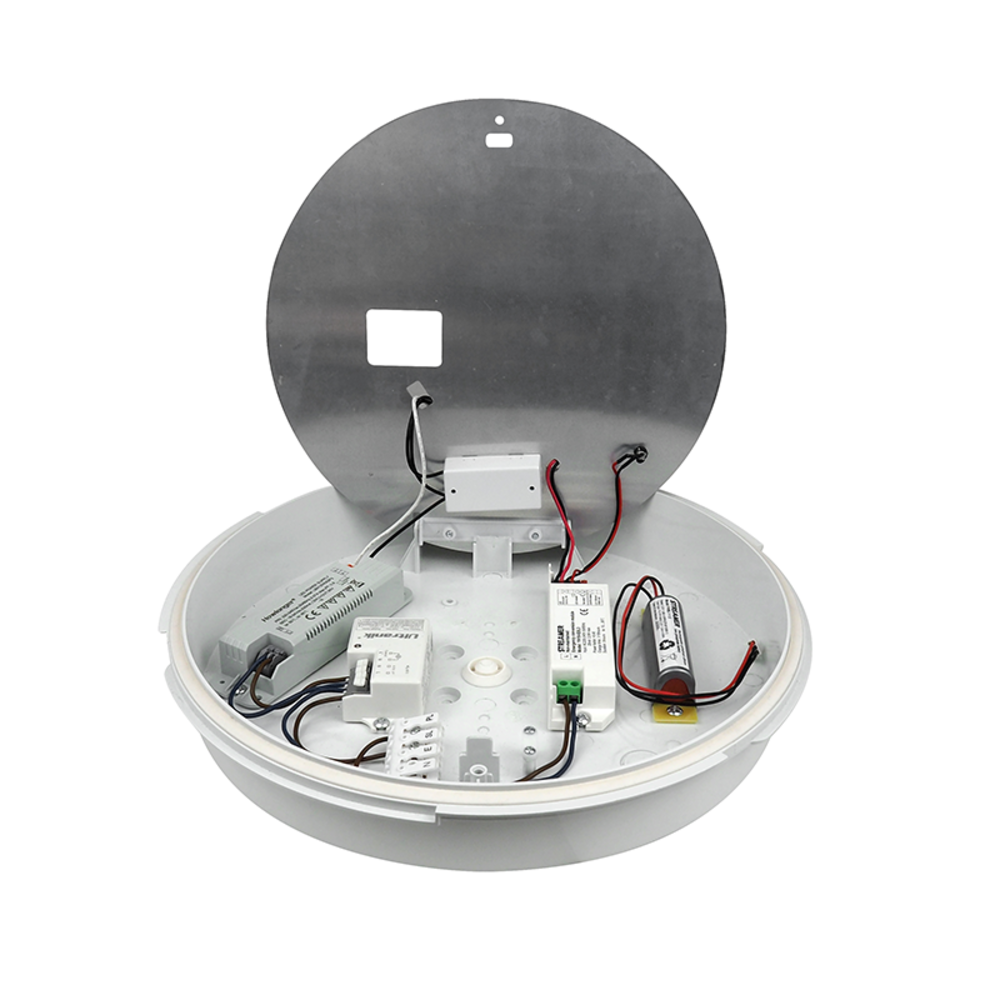 Lampesonline Plafonnier LED d'Urgence avec Sensor - NESO - 13W - CCT - 1300 Lumen - IP54 - Blanc - Ø32 CM