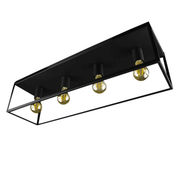 Lampesonline Plafonnier LED - Leduxa - Noir - Carrée - 4x Raccord E27 - 16W