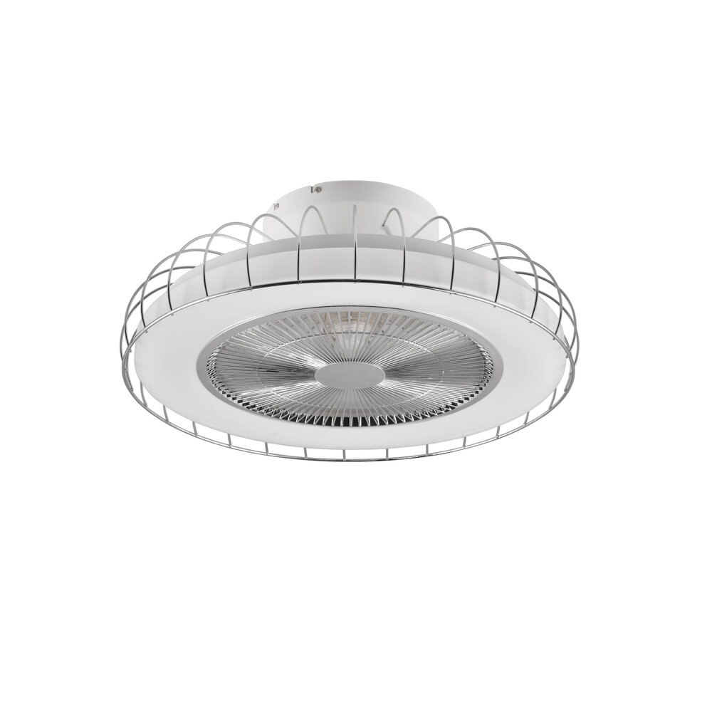 Trio Lighting Ventilateur LED Chrome - 30W - 3420Lm - 2700-6500K - Télécommande - Minuterie - Dimmable - Veilleuse - WiZ Connected