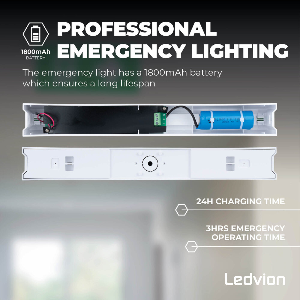 Ledvion 4.5W Luminaire de secours LED - en saillie - 6500K - Montage au plafond/Montage mural