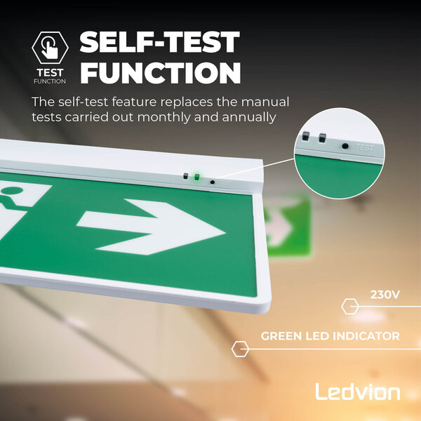Ledvion 4.5W Luminaire de secours LED - en saillie - 6500K - Montage au plafond/Montage mural