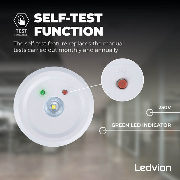 Ledvion 3.5W Spot Luminaire de secours LED - en saillie - 6500K - Montage au plafond