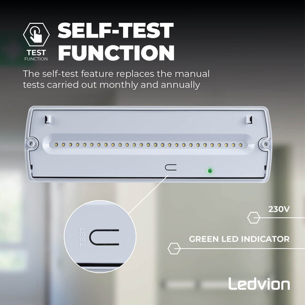 Ledvion 3.5W Luminaire de secours LED - en saillie - 6500K - Montage au plafond/Montage mural