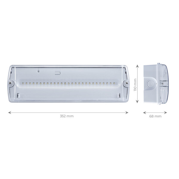 Ledvion Luminaire de secours LED - en saillie - avec bouton de test et batterie - IP65 - 3,5W