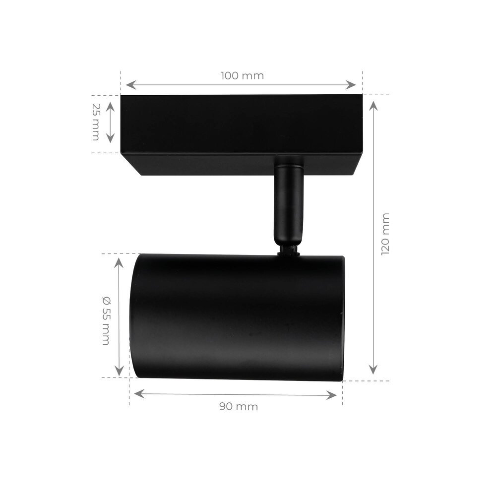 Ledvion Spot Plafonnier LED Noir - Inclinable - GU10