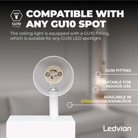 Ledvion Spot Plafonnier LED Blanc à 4 lumières - 5W - 2700K - Inclinable