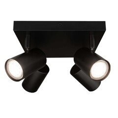 Spot Plafonnier LED Noir à 4 lumières - 5W - 4000K - Inclinable