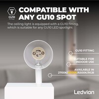 Ledvion Spot Plafonnier LED Blanc à 4 lumières - 5W - 4000K - Inclinable