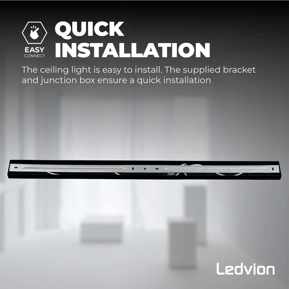 Ledvion Spot Plafonnier LED Noir à 4 lumières - 5W - 4000K - Inclinable