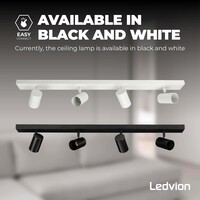 Ledvion Spot Plafonnier LED Noir à 4 lumières - 4,9W - RGB+CCT - Inclinable