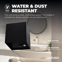 Ledvion Applique Murale Rechargeable avec Capteur - USB - Noir - IP44 - Sans fil - Batterie 4400 mAh