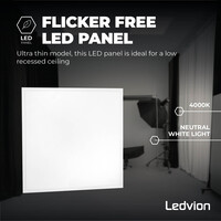 Ledvion Panneau LED 60x60 - UGR <19 - 24W - 210 Lm/W - 4000K - 5 Années Garantie - Classe énergétique A