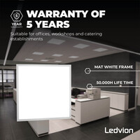 Ledvion Panneau LED 60x60 - UGR <19 - 24W - 210 Lm/W - 6500K - 5 Années Garantie - Classe énergétique A