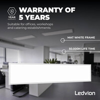 Ledvion Panneau LED 120x30 - UGR <19 - 24W - 160 Lm/W - 4000K - 5 Années Garantie - Classe énergétique A