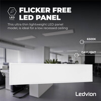 Ledvion Panneau LED 120x30 - UGR <19 - 24W - 210 Lm/W - 6500K - 5 Années Garantie - Classe énergétique A