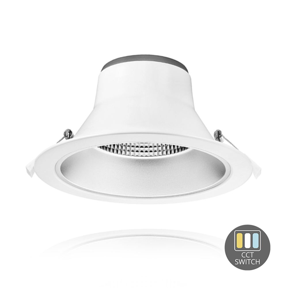 Lampesonline Downlight LED avec Réflecteur - 15W - Ø195 mm - CCT-Switch - Blanc - 5 ans de garantie