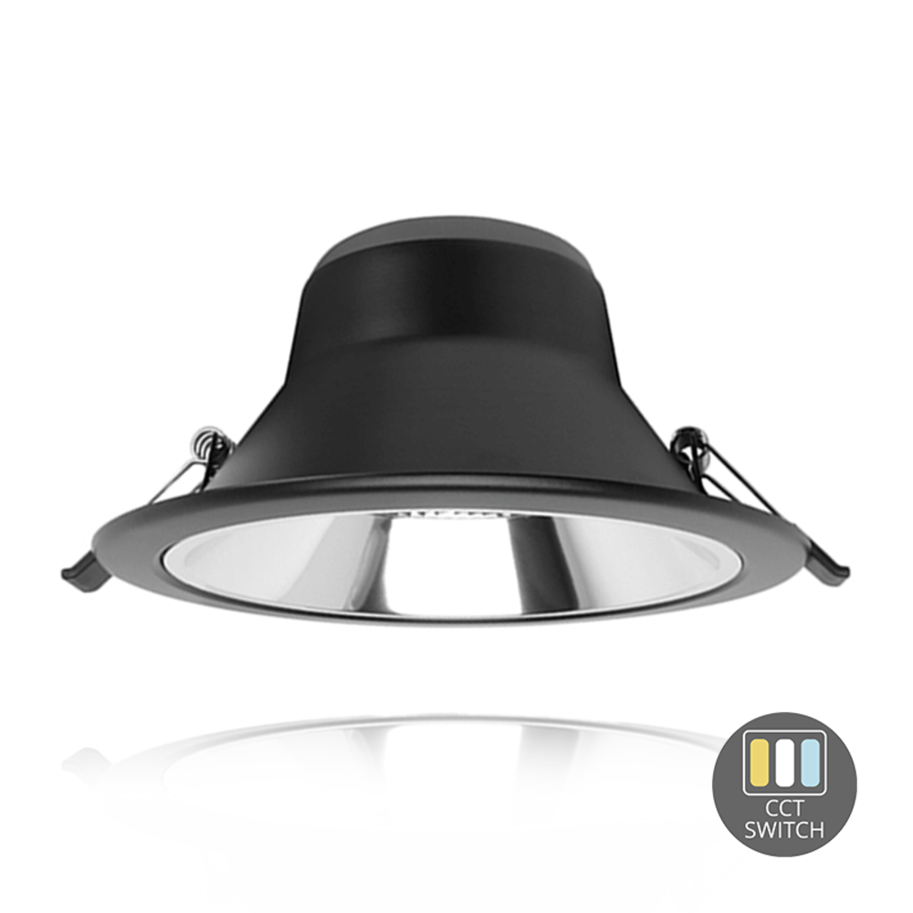 Lampesonline Downlight LED avec Réflecteur - 15W - Ø145 mm - CCT-Switch - Noir - 5 ans de garantie