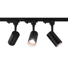 2m LED Spot sur rail - 4 Luminaires - 5W - 2700K - Dimmable - Rail Monophasé - Noir