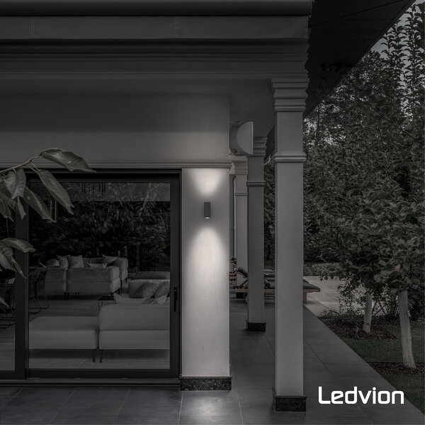 Ledvion Applique Murale LED - Cube Anthracite - Deux Faces - 3W - 2700K
