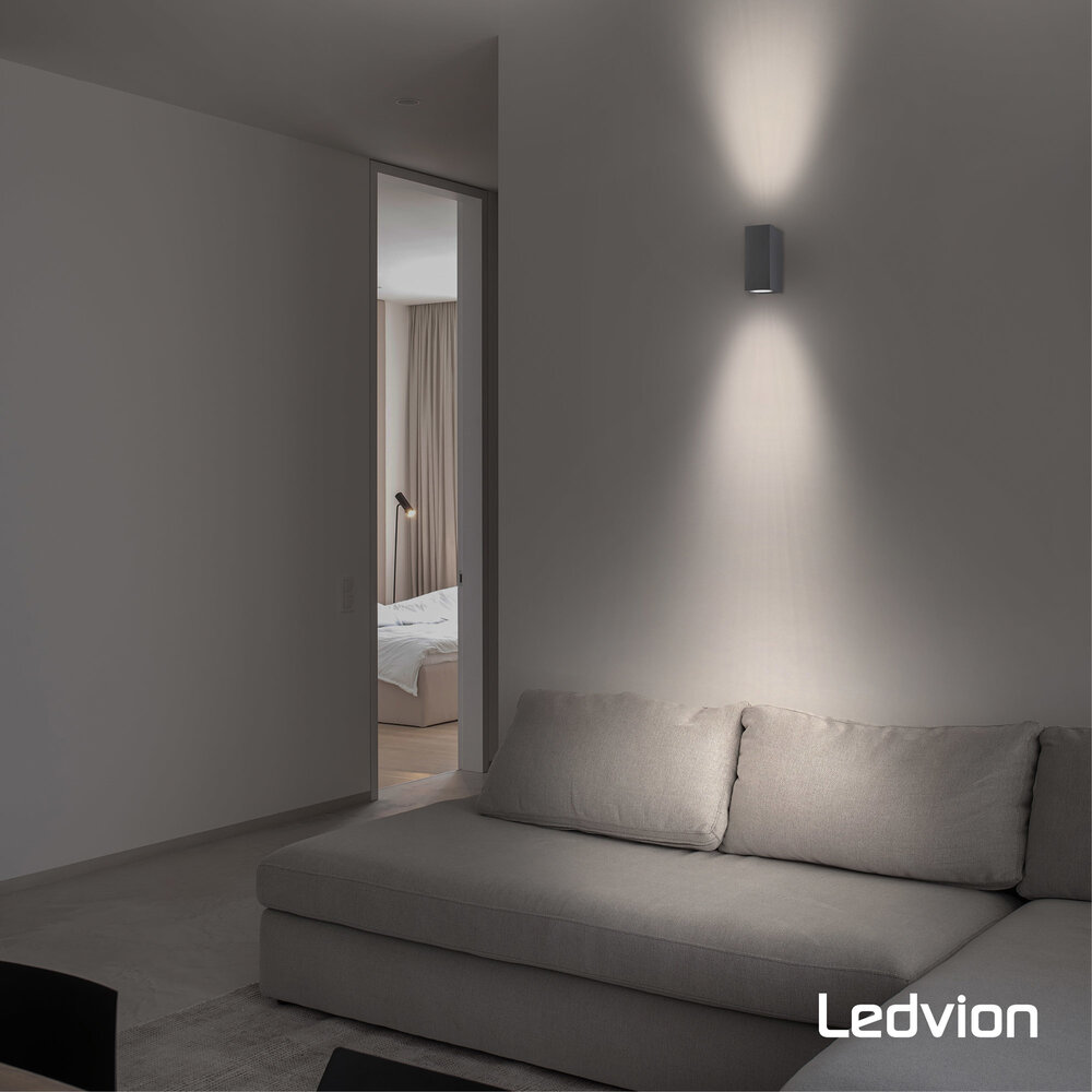 Ledvion Applique Murale LED - Cube Anthracite - Deux Faces - 3W - 2700K