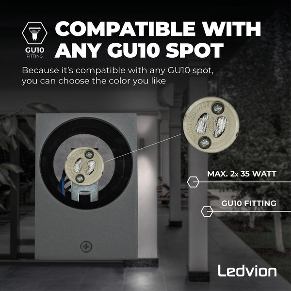 Ledvion Applique Murale LED - Cube Anthracite - Deux Faces - 3W - 2700K