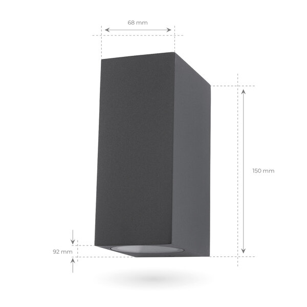 Ledvion Applique Murale LED - Cube Anthracite - Deux Faces - 3W - 2700K