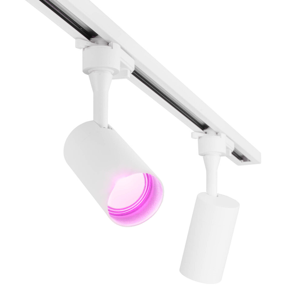 Lampesonline 1m LED Spot sur rail - 2 Luminaires - 4,9W - RGB+CCT - Dimmable - Rail Monophasé - Blanc